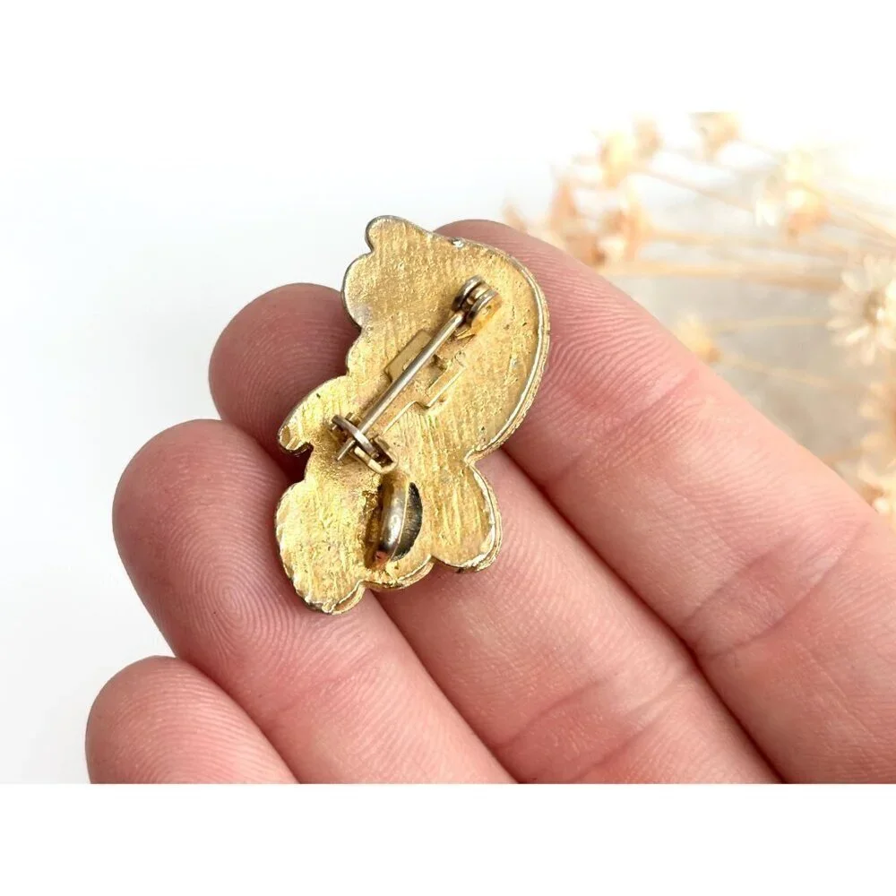 Koala Bear Gold Toned Figural Opal Inlay Vintage Brooch | Lapel Pin | Pendant